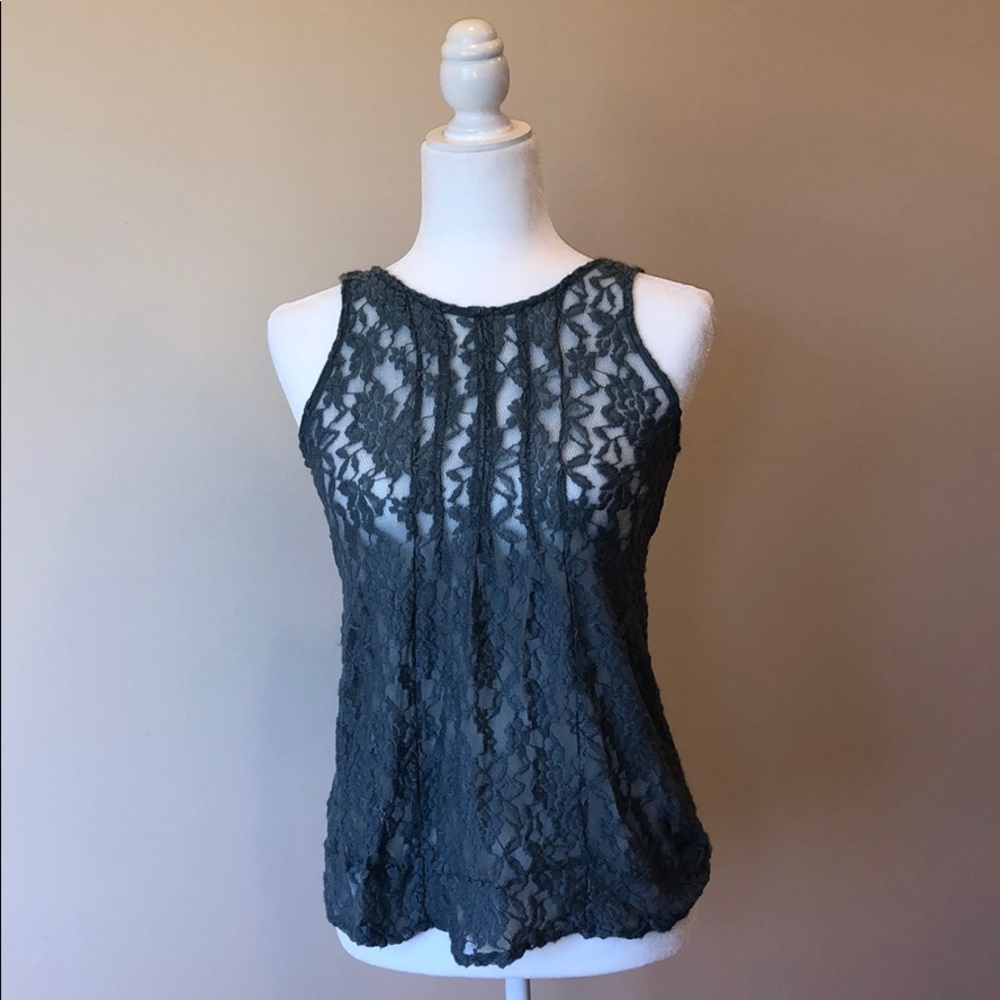 Green/turquoise see through top